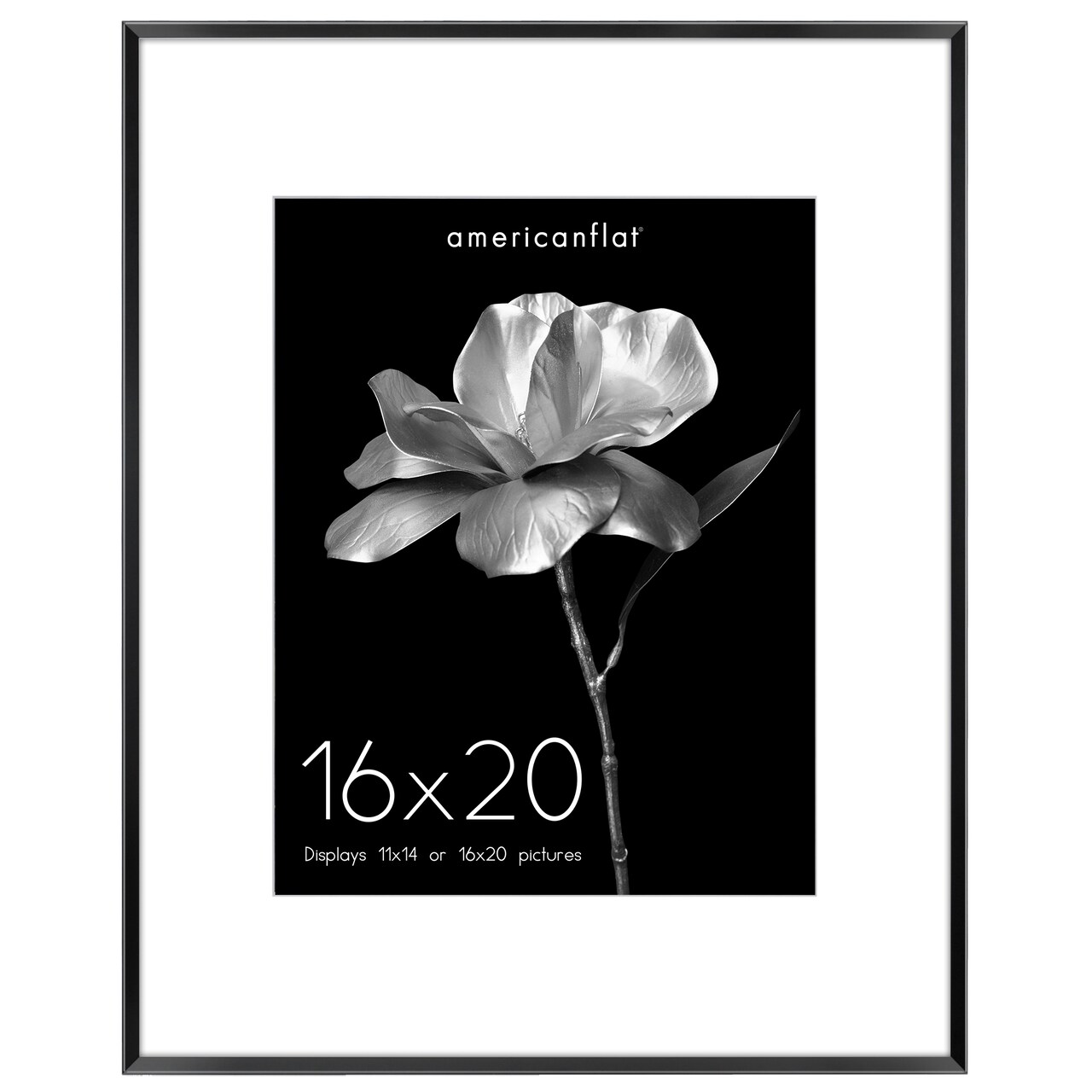 Americanflat Aluminum Picture Frame with Mat - Metal Photo Frame - Black Metal Molding Frame - Shatter Resistant Glass - Hanging Hardware